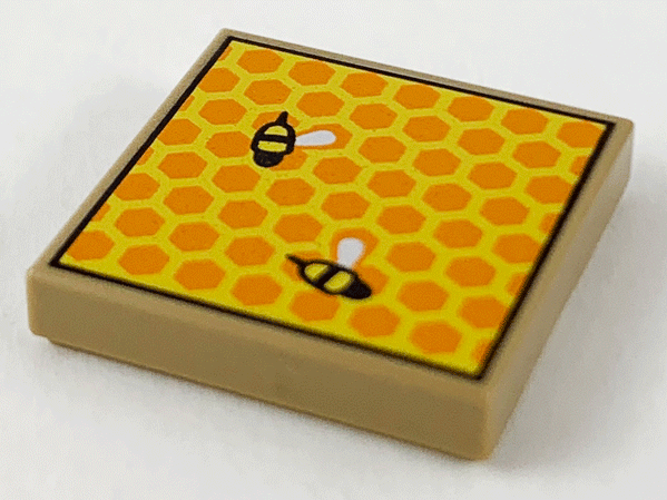 3068pb1489 | Tile 2 x 2 with Beehive Frame and 2 Bees Pattern | LEGOPART