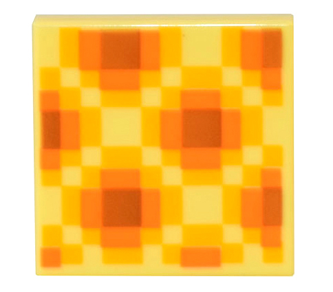 3068pb1494 | Tile 2 x 2 with Minecraft Pixelated Dark Orange, Orange, and Bright Light Orange Diagonal Honeycomb Pattern | LEGOPART