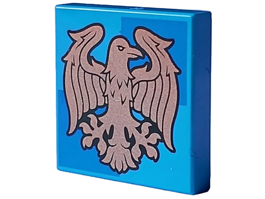 3068pb2357 | Tile 2 x 2 with Copper Ravenclaw Crest on Blue Squares Pattern | LEGOPART