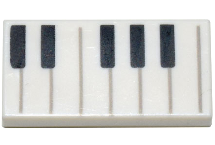 3069pb0761 | Tile 1 x 2 with Black and White Piano Keys Pattern | LEGOPART