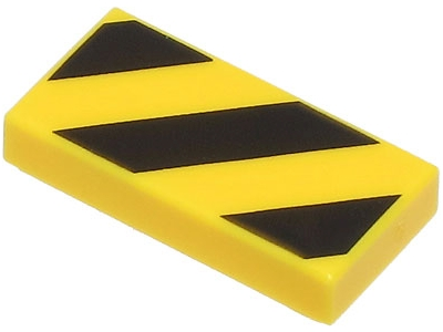 3069pb1035 | Tile 1 x 2 with Black and Yellow Danger Stripes | LEGOPART