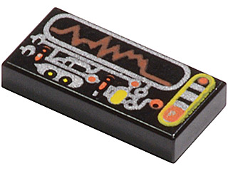 3069px32 | Tile 1 x 2 with Silver, Orange, Yellow Circuitry | LEGOPART