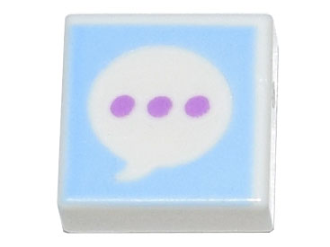 3070pb191 | Tile 1 x 1 with Medium Lavender Ellipsis in Speech Bubble on Bright Light Blue Background Pattern | LEGOPART