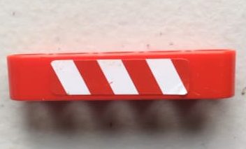 32316pb052R | Technic, Liftarm Thick 1 x 5 with Red and White Danger Stripes Pattern Model Right Side | LEGOPART