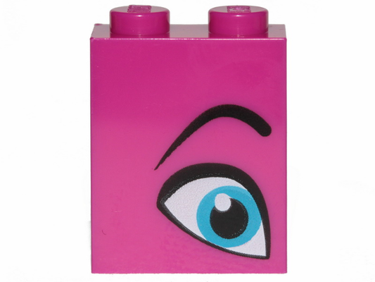 3245cpb094 | Brick 1 x 2 x 2 with Inside Stud Holder with Medium Azure Eye and Black Eyebrow Pattern Model Right Side | LEGOPART