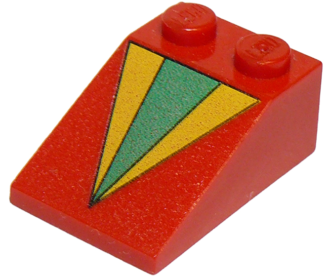 3298pb027 | Slope 33 3 x 2 with Green and Yellow Triangle Pattern | LEGOPART