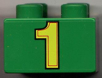 3437pb006 | Duplo, Brick 2 x 2 with Number 1 Yellow Pattern | LEGOPART