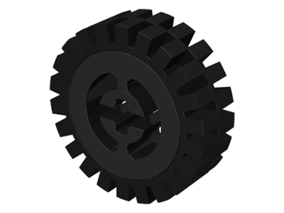 3482c01 | Wheel with Split Axle Hole with Black Tire 24mm D. x 8mm Offset Tread - Interior Ridges | LEGOPART