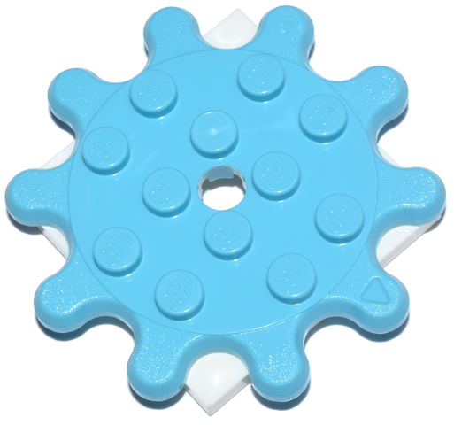 35443c03 | Turntable 4 x 4 x 2/3 Gear 10 Tooth with White Square Base, Free-Spinning | LEGOPART