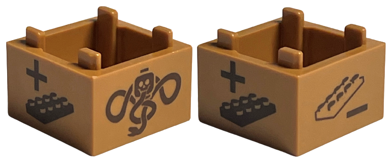 35700pb08 | Container, Box 2 x 2 x 1 - Top Opening with Flat Inner Bottom with HP Game Spinner / Dreidel Actions with Dark Mark, Plus and Minus Signs, and Plates Pattern | LEGOPART