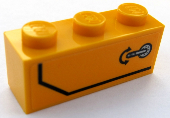 3622pb108L | Brick 1 x 3 with Door Handle and Black Stripe Pattern Model Left Side | LEGOPART