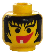 3626bpx20 | Minifigure, Head Female with Hair Framed Face, Eyebrows and 1 Tooth in Mouth Pattern - Blocked Open Stud | LEGOPART