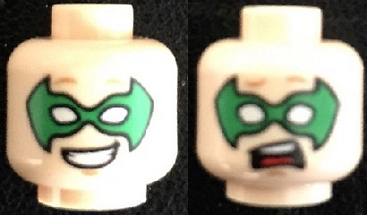 3626cpb1194 | Minifigure, Head Dual Sided Green Eye Mask with Eye Holes, Smile / Scared Pattern | LEGOPART