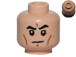 3626cpb1222 | Minifigure, Head Black Eyebrows, Cheek Lines, White Pupils, Frown Pattern - Hollow Stud | LEGOPART