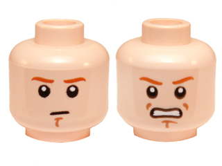 3626cpb1333 | Minifigure, Head Dual Sided Dark Orange Eyebrows and Chin Dimple, Neutral / Angry, Bared Teeth Pattern - Hollow Stud | LEGOPART