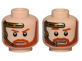 3626cpb1472 | Minifigure, Head Dual Sided Dark Orange Trim Beard and Headset, Closed Mouth / Bared Teeth Pattern | LEGOPART