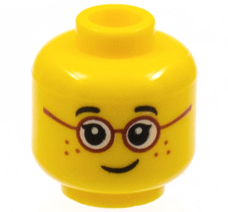 3626cpb1565 | Minifigure, Head Child, Glasses with Red Round Frames, Black Eyebrows, Freckles Pattern - Hollow Stud | LEGOPART