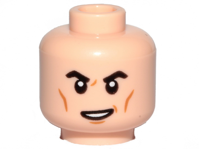 3626cpb2707 | Minifigure, Head Black Eyebrows, Medium Nougat Cheek Lines, Lopsided Open Mouth Pattern - Hollow Stud | LEGOPART