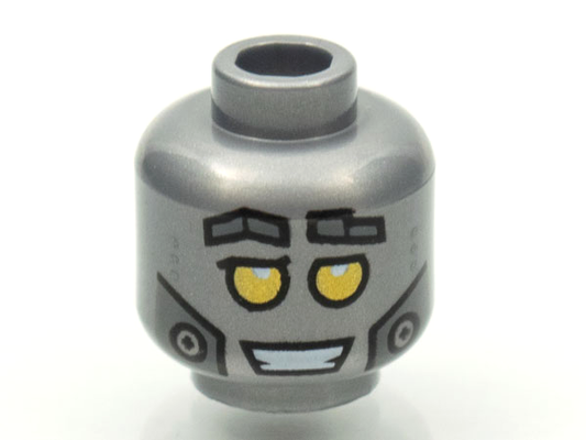 3626cpb2785 | Minifigure, Head Robot Gold Eyes, Pearl Dark Gray Dots and Cheek Panels Pattern - Hollow Stud | LEGOPART