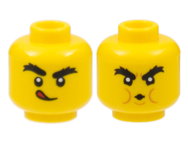 3626cpb3088 | Minifigure, Head Dual Sided, Black Bushy Eyebrows, Licking Lips / Blowing House Down Pattern - Hollow Stud | LEGOPART