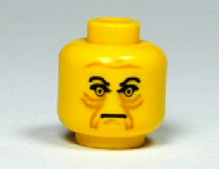 3626px34 | Minifigure, Head Male Angry Black Eyebrows, Brown Wrinkles Pattern | LEGOPART