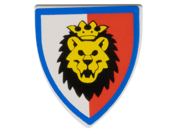 3846p4d | Minifigure, Shield Triangular Short with Lion Head, Red and White Background Pattern | LEGOPART