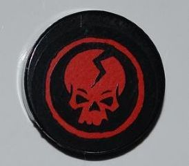 4150pb087 | Tile, Round 2 x 2 with Ninjago Cracked Red Skull in Red Circle on Black Background Pattern (Sticker) - Set 2259 | LEGOPART