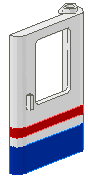 4182p06 | Door 1 x 4 x 5 Train Right, Thin Support at Bottom with Red/Blue Stripe Pattern | LEGOPART