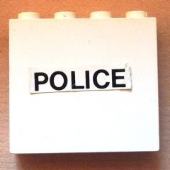 4215apb10 | Panel 1 x 4 x 3 - Solid Studs with Black 'POLICE' on White Background Pattern (Sticker) - Set 6676 | LEGOPART