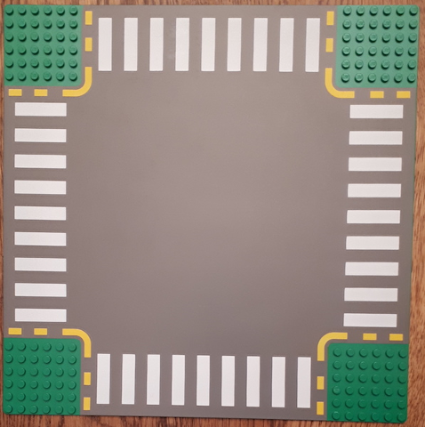 44343pb01 | Baseplate, Road 32 x 32 6-Stud Crossroad with Dark Gray Road, Yellow Dashed Lines and Crosswalks Pattern | LEGOPART