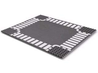 44343px3 | Baseplate, Road 32 x 32 6-Stud Crossroad with White Dashed Lines and Crosswalks Pattern | LEGOPART