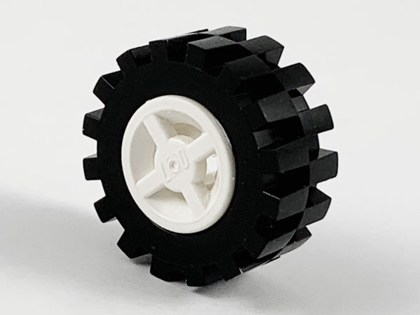 4624c02 | Wheel 8mm D. x 6mm with Black Tire 15mm D. x 6mm Offset Tread Small | LEGOPART