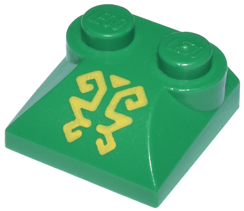 47457pb01 | Slope, Curved 2 x 2 x 2/3 with 2 Studs and Curved Sides with Ornate Yellow Lines Pattern | LEGOPART