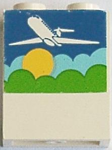 4864apb007 | Panel 1 x 2 x 2 - Solid Studs with Airplane, Blue Sky, Aqua Clouds, Yellow Sun and Green Trees Pattern | LEGOPART