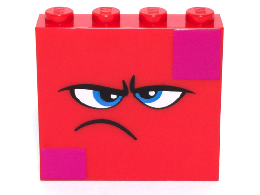 49311pb002 | Brick 1 x 4 x 3 with Dark Azure Eyes, Furrowed Eyebrows, Frown and Magenta Squares on Two Corners Pattern | LEGOPART