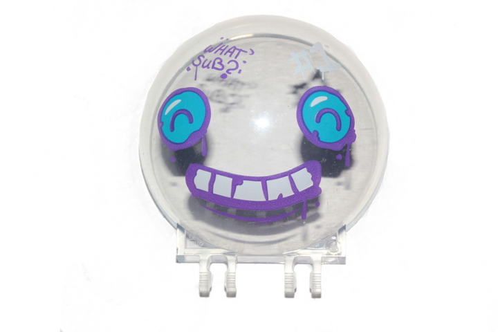 50747pb17 | Windscreen 6 x 6 x 3 Canopy Half Sphere with Dual 2 Fingers with Dark Azure Eyes, White Teeth with Dark Purple Outline, | LEGOPART