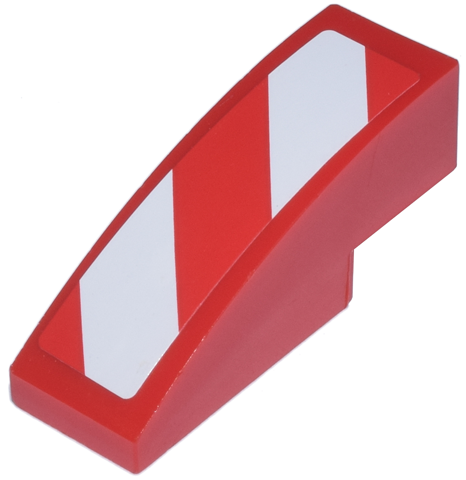 50950pb009L | Slope, Curved 3 x 1 with Red and White Danger Stripes Pattern Model Left Side | LEGOPART