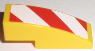 50950pb009R | Slope, Curved 3 x 1 with Red and White Danger Stripes Pattern Model Right Side | LEGOPART