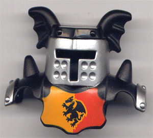 51727pb01 | Duplo Wear Head Armor with Silver Face Shield and Black Top and Red and Yellow Breastplate and Dragon Pattern | LEGOPART