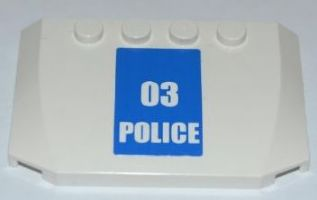 52031pb031 | Wedge 4 x 6 x 2/3 Triple Curved with White '03 POLICE' on Blue Background Pattern (Sticker) - Set 7286 | LEGOPART