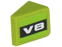 54200pb044L | Slope 30 1 x 1 x 2/3 with White 'V8' on Black Background Pattern Model Left (Sticker) - Set 8302 | LEGOPART