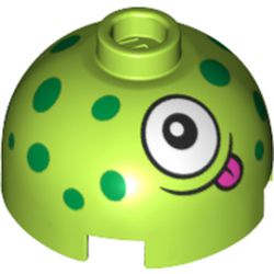 553pb039 | Brick, Round 2 x 2 Dome Top with Green Dots, White Eye and Dark Pink Tongue Pattern | LEGOPART