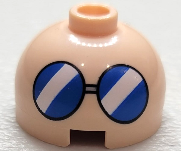 553pb040 | Brick, Round 2 x 2 Dome Top with Blue Glasses with White Diagonal Stripes Pattern | LEGOPART