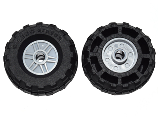 55981c04 | Wheel 18mm D. x 14mm with Pin Hole, Fake Bolts and Shallow Spokes with Black Tire 37 x 18R | LEGOPART