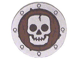 59231pb01 | Minifigure, Shield Circular / Round Flat Face with Skull Pattern | LEGOPART