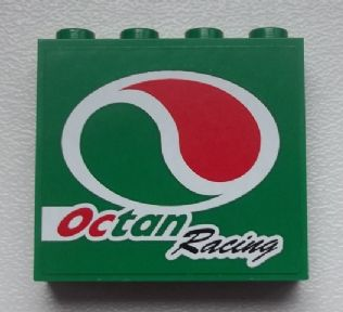 60581pb027R | Panel 1 x 4 x 3 with Side Supports - Hollow Studs with Octan Logo and 'Octan Racing' Pattern Model Right Side | LEGOPART