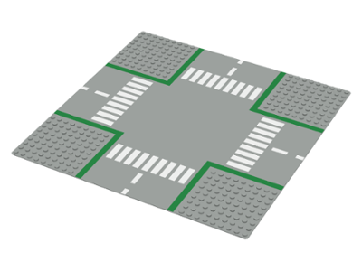 607p01 | Baseplate, Road 32 x 32 9-Stud Crossroads with Road Pattern | LEGOPART