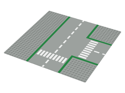 608p01 | Baseplate, Road 32 x 32 9-Stud T Intersection with Road Pattern | LEGOPART