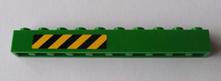 6111pb010L | Brick 1 x 10 with Black and Yellow Danger Stripes Pattern Left Side (Sticker) - Set 7939 | LEGOPART