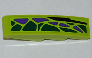 61678pb044L | Slope, Curved 4 x 1 with 8 Green Scales and 5 Purple Scales Pattern Model Left | LEGOPART